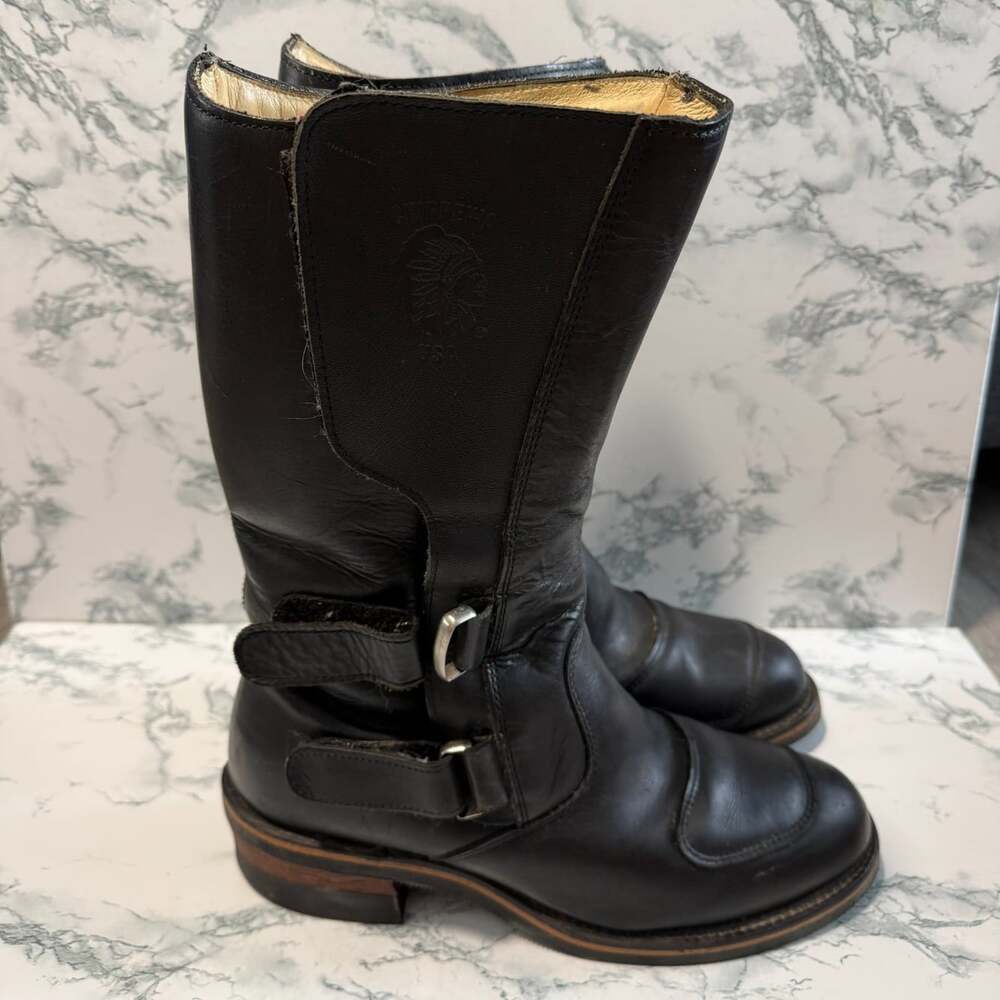 Chippewa Men 10D Rally Boots Black Leather Vibram Sole Motorcycle Riding MidCalf
